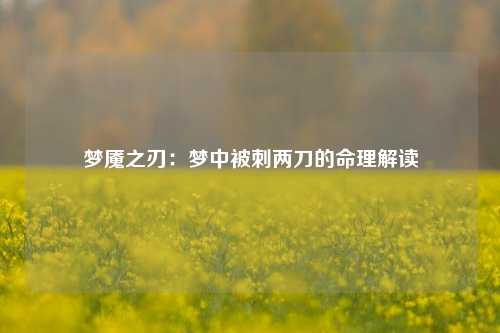 梦魇之刃：梦中被刺两刀的命理解读